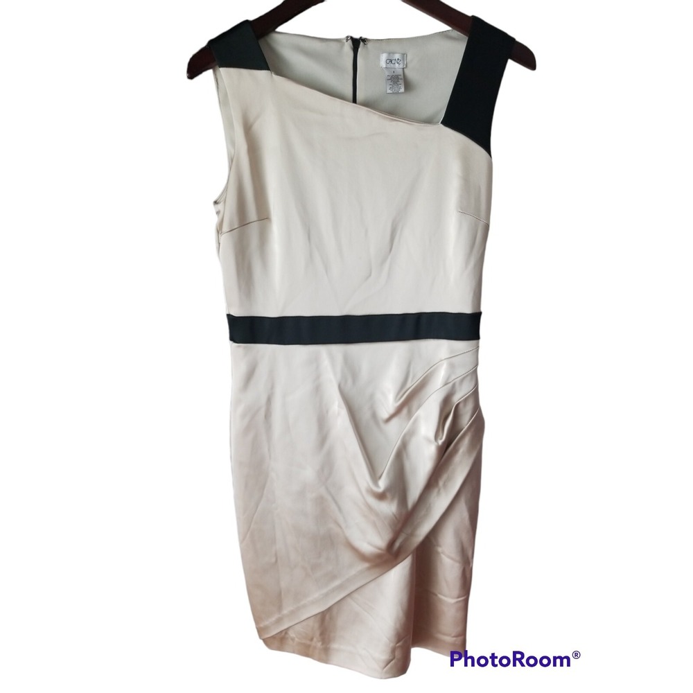 CACHE Women's Metallic Gold Pleated Sheath Sleeveless Party Dress‎ Size 8